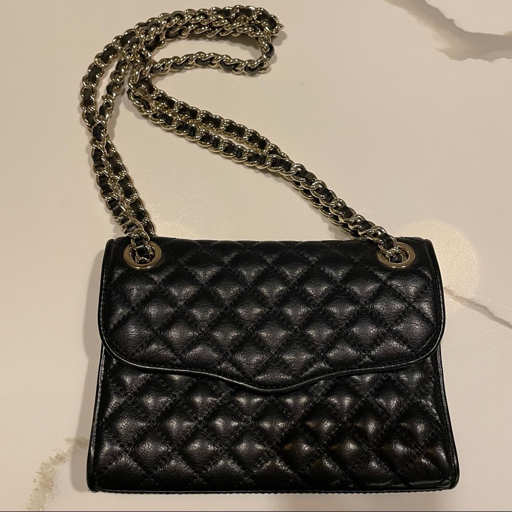 Rebecca Minkoff Mini Quilted Affair Cross-Body Handbag in Black/Gold